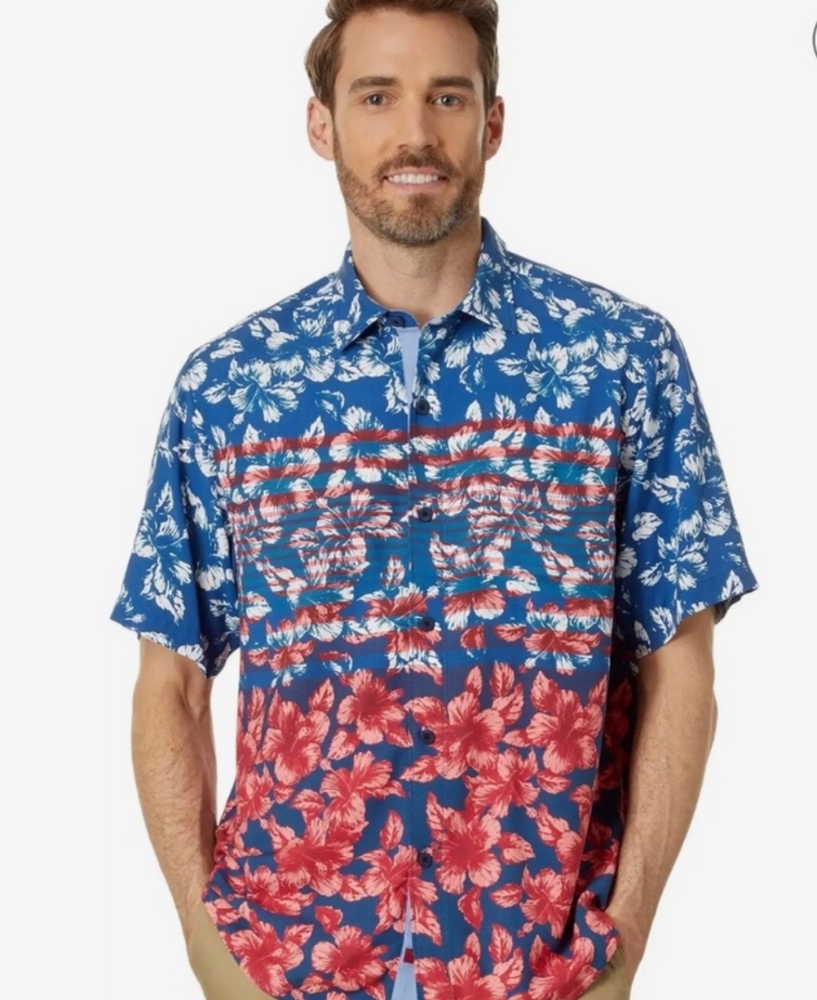 Tommy Bahama Veracruz Cay Flora & Stripes Sport Shirt